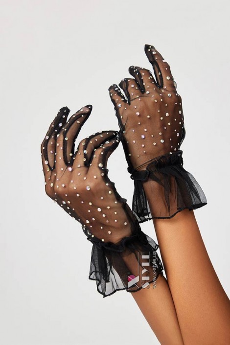 Прозрачные перчатки со стразами UF-Vintage (601223)