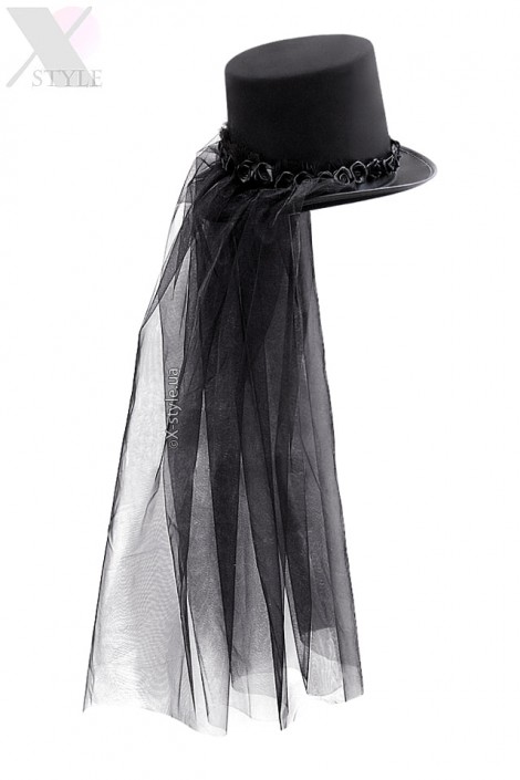 Женская шляпа с длинной фатой и розами XA155 (501155)