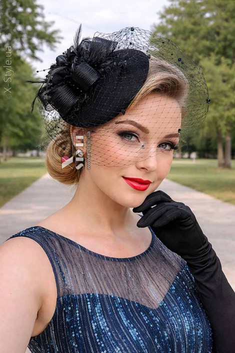 Вечерняя шляпка с вуалью UF-Vintage (502018)