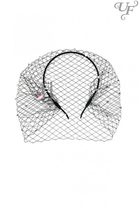 Черная вуалетка с камнями UF-Vintage (504273)