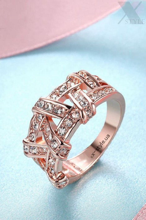 Массивное кольцо с камнями (розовая позолота) (708159)