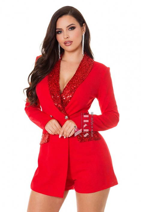 Red Sequin Blazer Look Jumpsuit (126267)