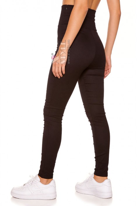 Чорні облягаючі трегінси з блискавкою (128282)