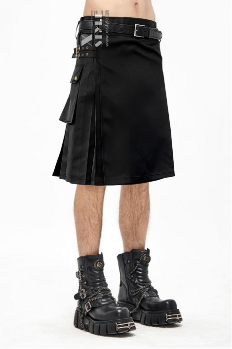 Черный килт с навесными карманами (204087)