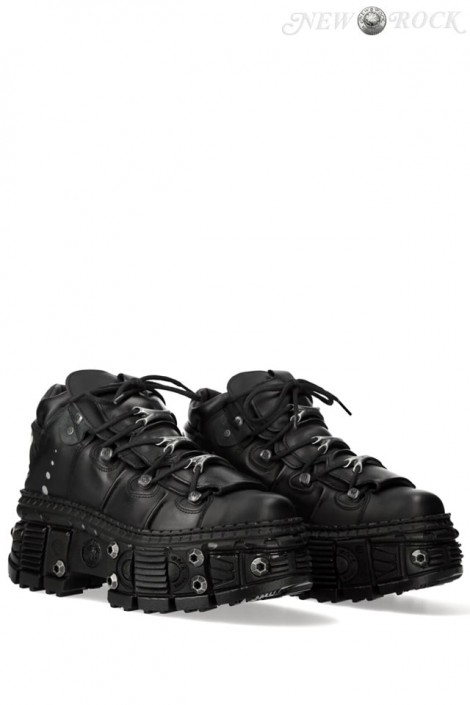 Черные кожаные кроссовки на высокой платформе TANK-106 (314033)