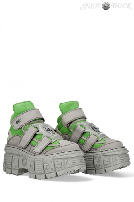 VERDE FLUOUR Chunky Leather Platform Sneakers (314041)