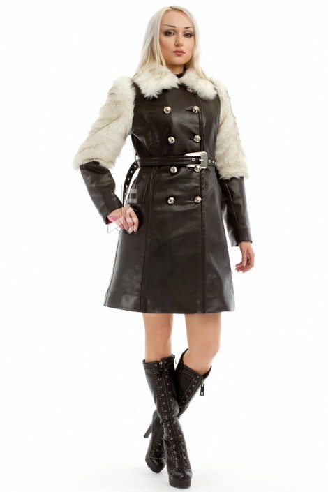 Зимнее кожаное пальто с мехом X5050 (115050)