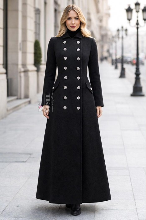 Длинное зимнее женское пальто из шерсти X068 (115068)
