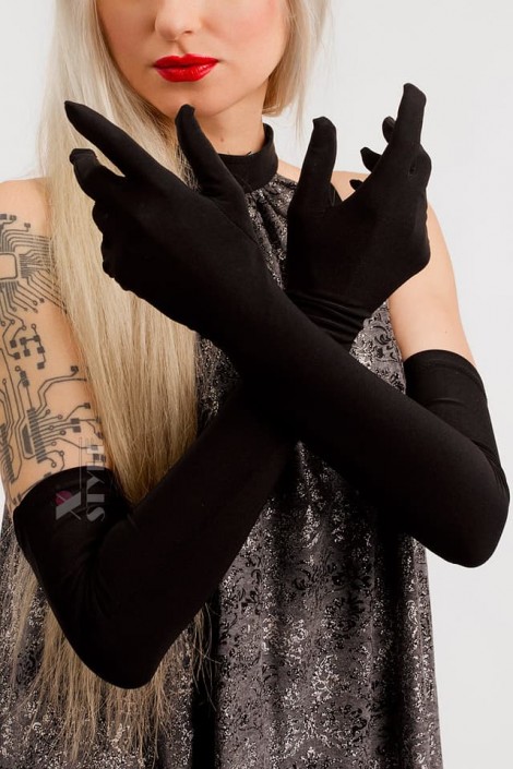 Длинные черные перчатки (57 см) (601078)