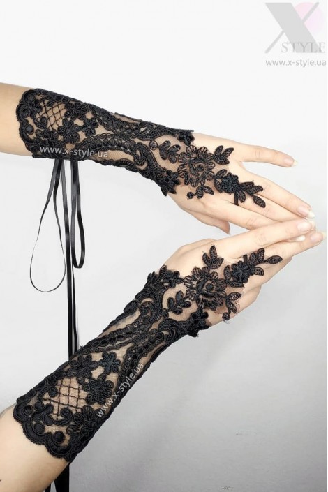 Cord Lace Flapper Fingerless Gloves (601206)