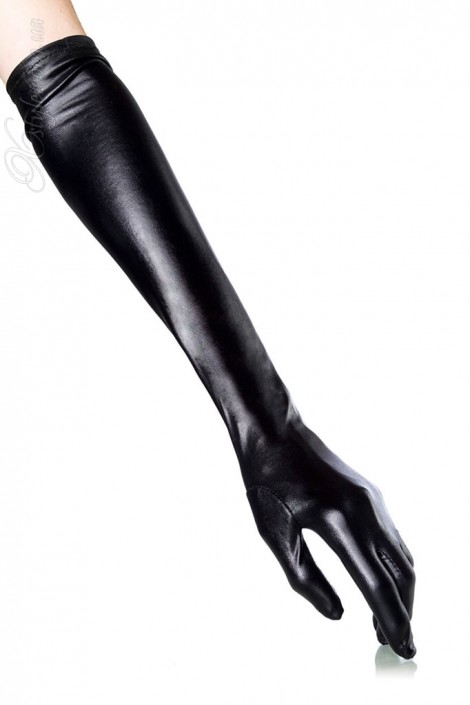 Длинные блестящие перчатки CC1129 Black (601129)