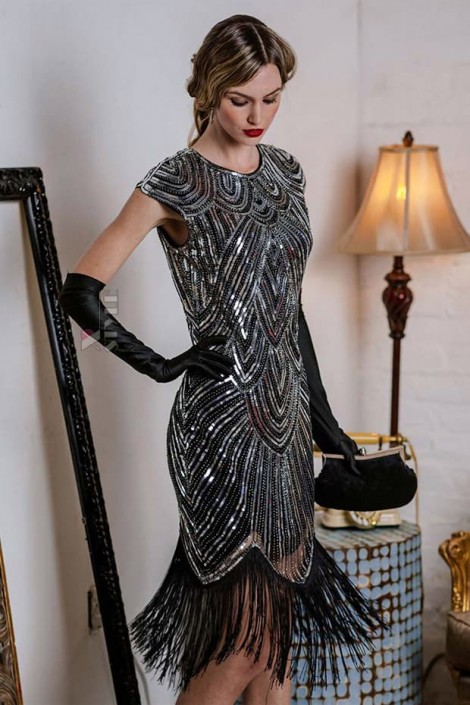 Вечернее серебристое платье в стиле 20-х X5526 (105526)