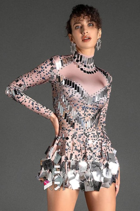 Зеркальное платье Selina телесного цвета (1292472)