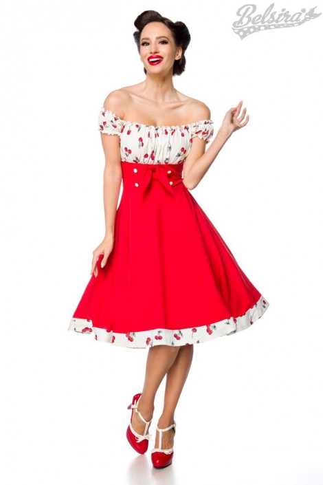 Красное платье Rockabilly с вишенками (105566)