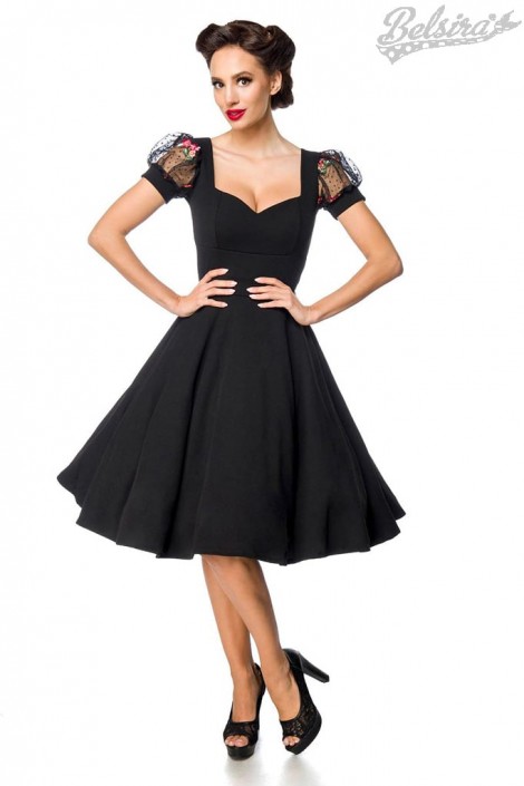 Элегантное винтажное платье с вышитыми рукавами (105554)