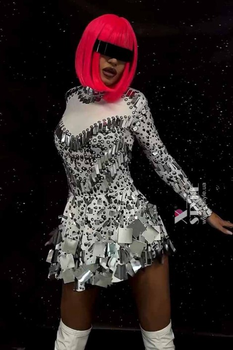 Футуристичное зеркальное платье-боди Selina White (1292462)