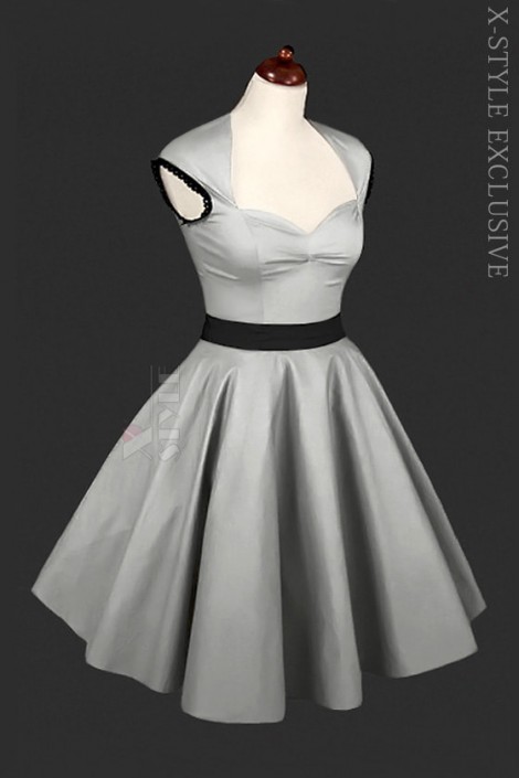 Винтажное серебристое платье с подъюбником X5163 (105163)