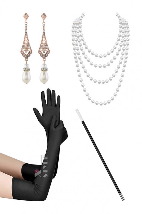 Аксессуары Гэтсби (перчатки, мундштук, бусы, серьги) (611029)