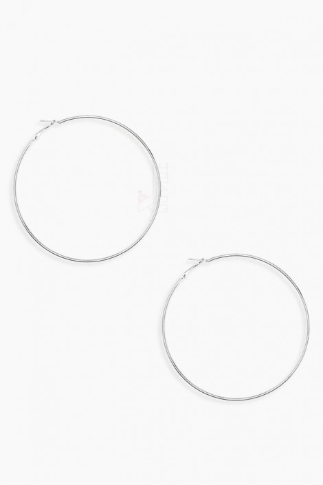 Серебристые серьги-кольца (9 см) (709151)