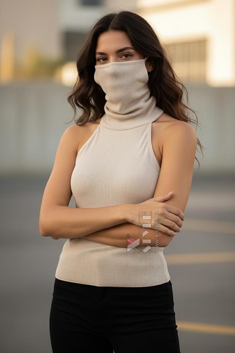 Топ-американка в рубчик с маской (102200)