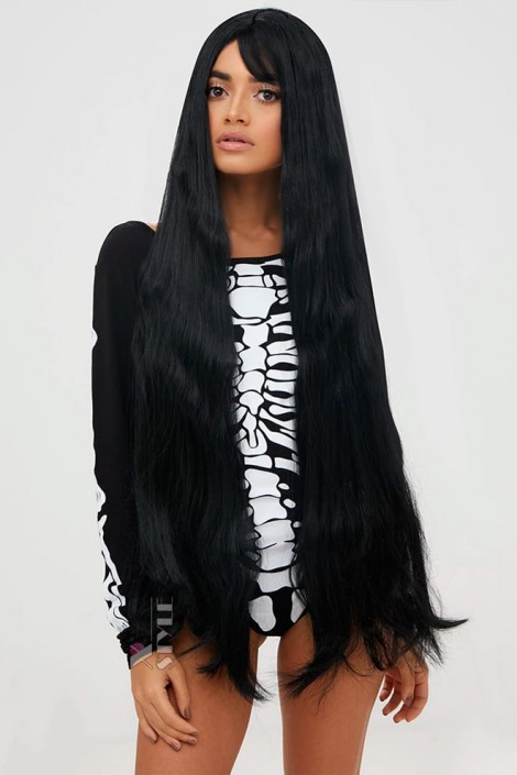 Длинный черный парик (100 см) (503030)