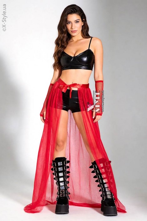 Long Red Train Overskirt X228 (107228)