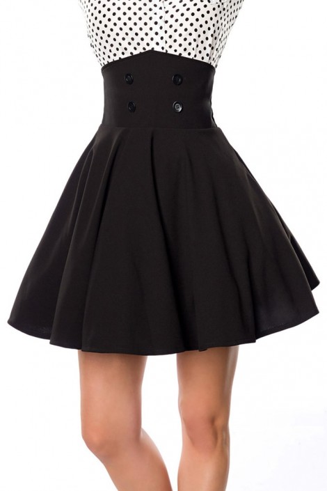 Black Flared High Waisted Skirt (107134)