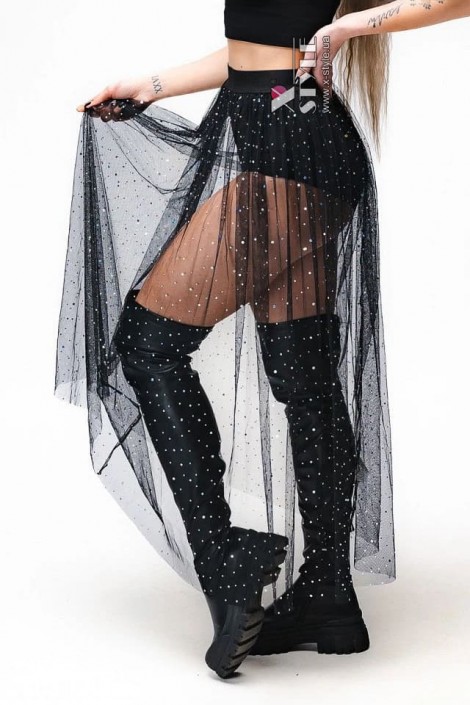Прозора спідниця-шорти з блискітками Rave Dive (107199)