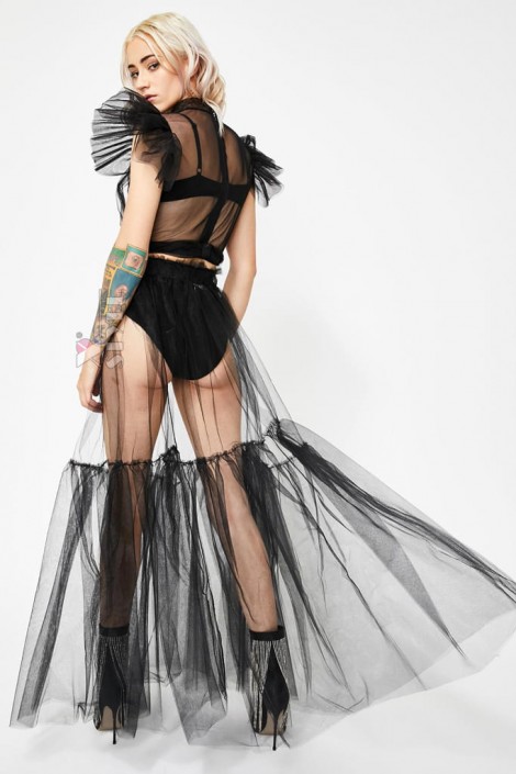 Прозрачная длинная юбка в фестивальном стиле (107215)