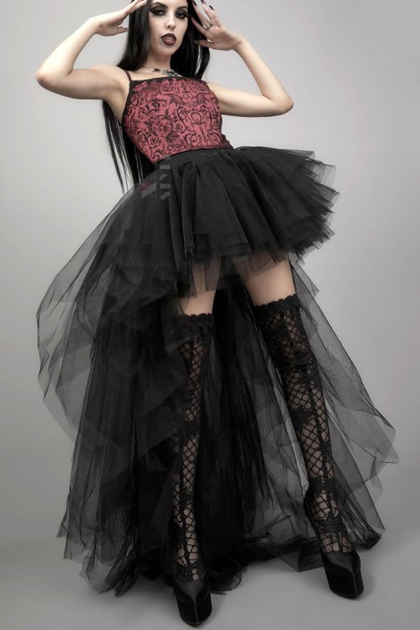 Длинная черная юбка-шлейф X7216 (107216)