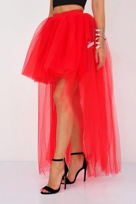 Червона багатошарова спідниця зі шлейфом X7226 (107226)