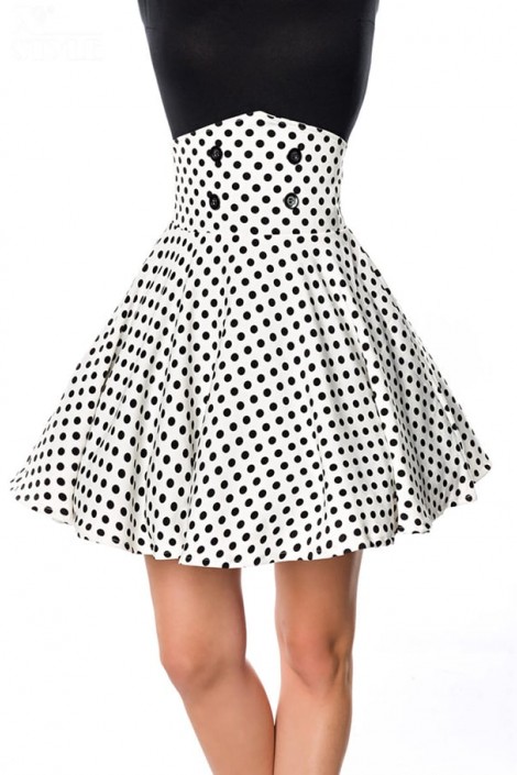 Polka Dot Short Skirt with Corset Belt (107135)