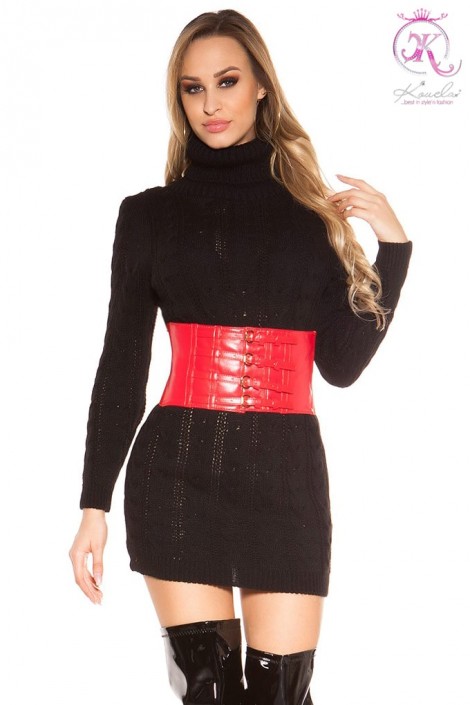 Черный свитер-платье с высоким горлом KC5434 (105434)