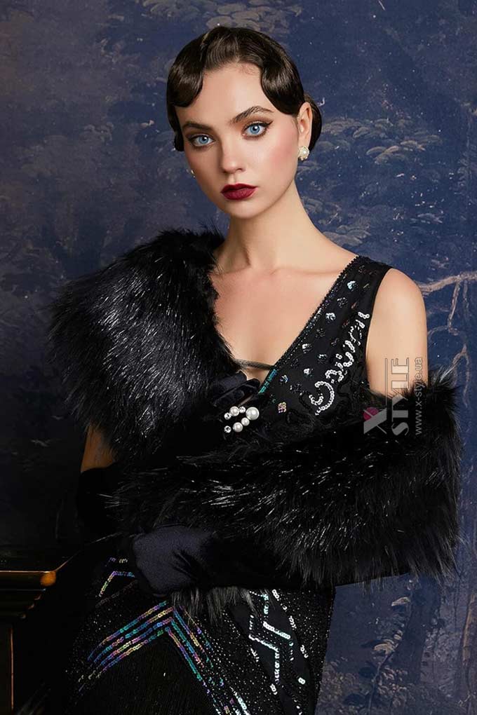 Black Fur Shawl X4138, 9