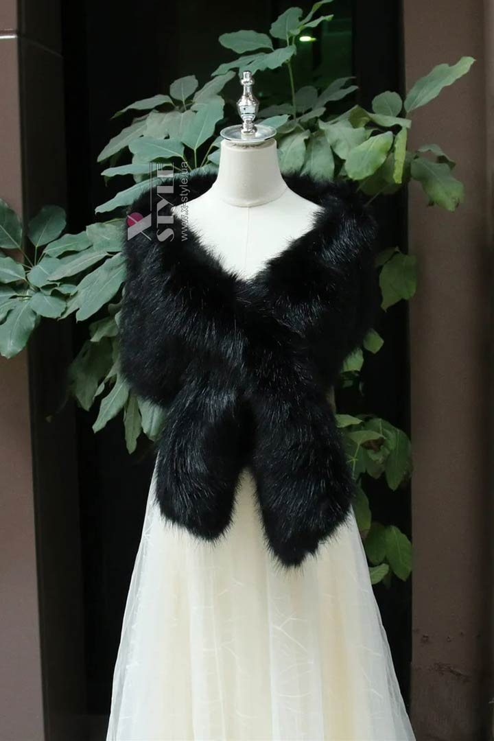 Black Fur Shawl X4138, 11