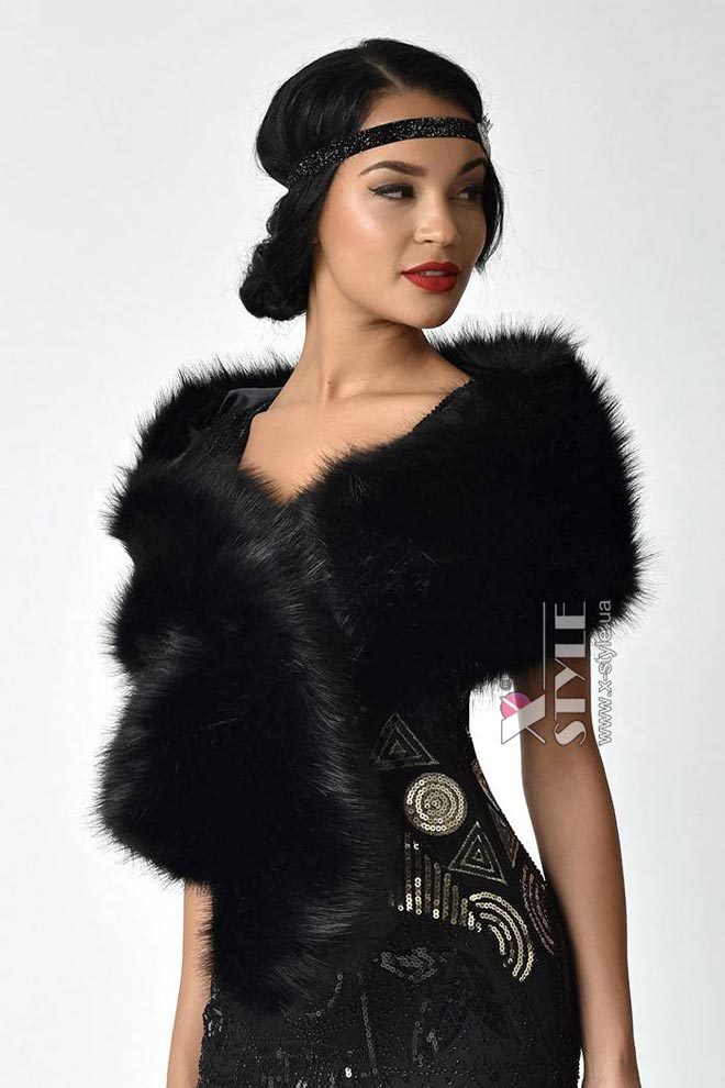 Black Fur Shawl X4138