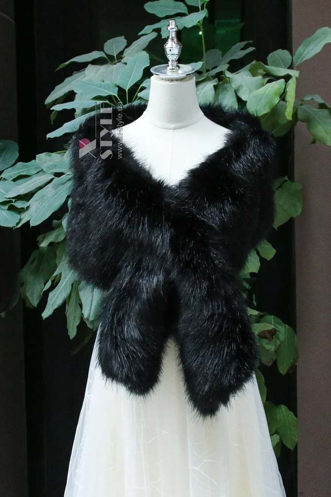 Black Fur Shawl X4138, 5