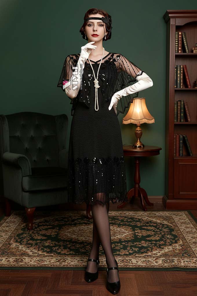 Нарядная мантия-шаль с пайетками UF-Vintage, 7