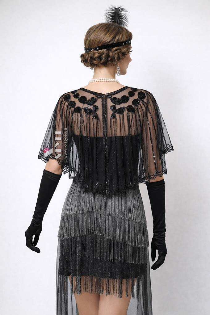 Elegant UF-Vintage Sequin Shawl Cape, 11