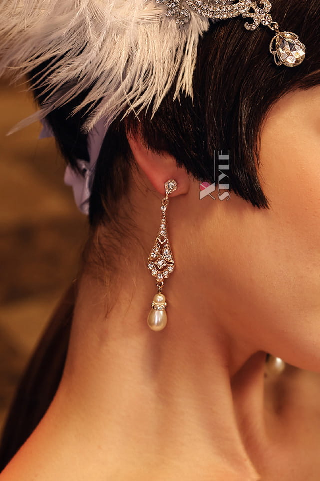 Серьги с камнями и жемчугом в стиле 20-х, 7