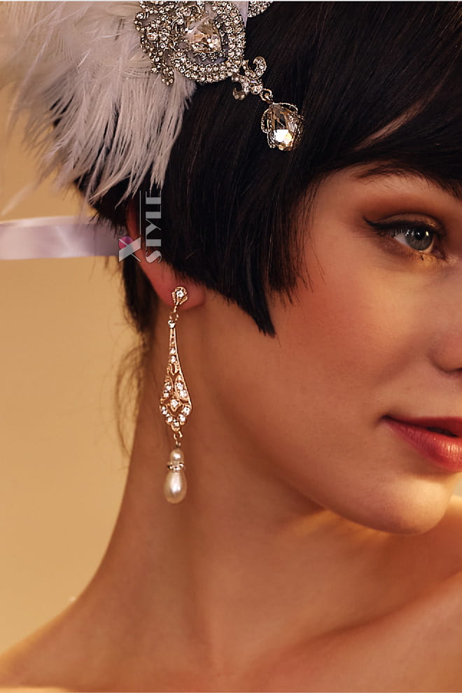 Серьги с камнями и жемчугом в стиле 20-х, 5