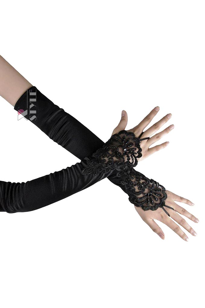 Довгі мітенки з петелькою, вишивкою та бісером, 7