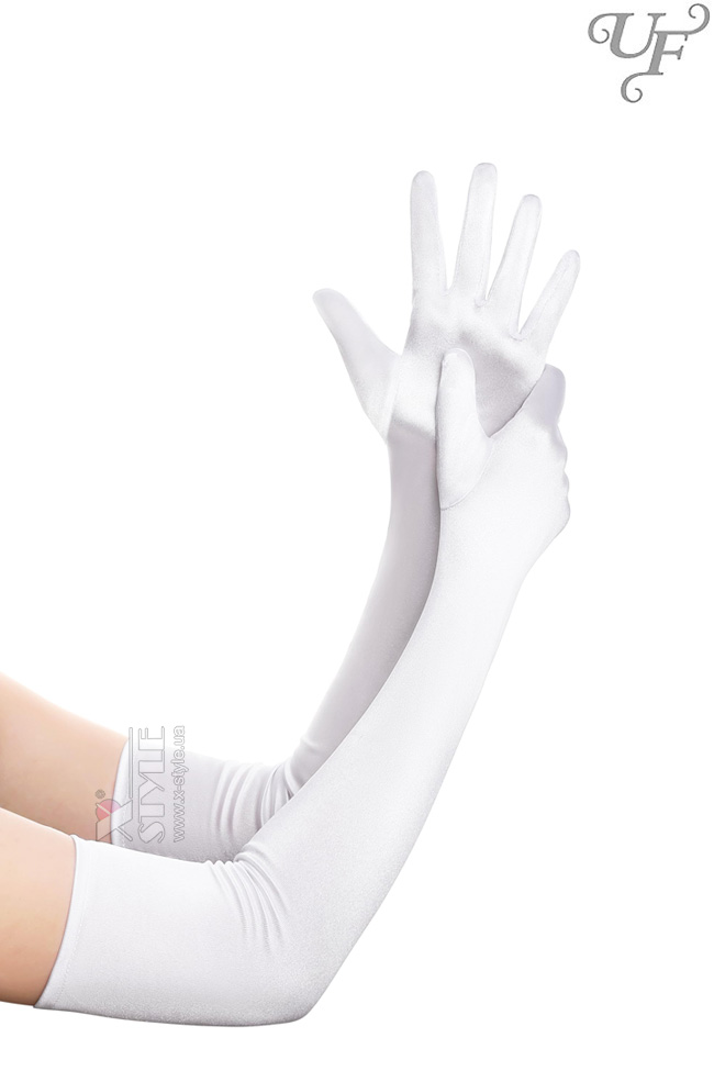 Длинные матовые белые перчатки (55 см), 3