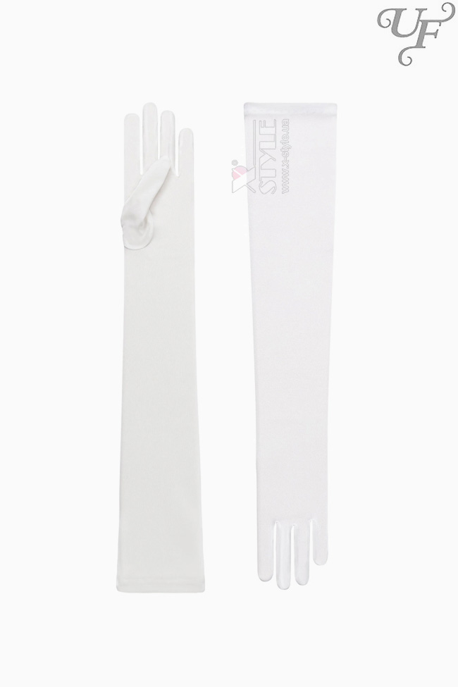 Длинные матовые белые перчатки (55 см)