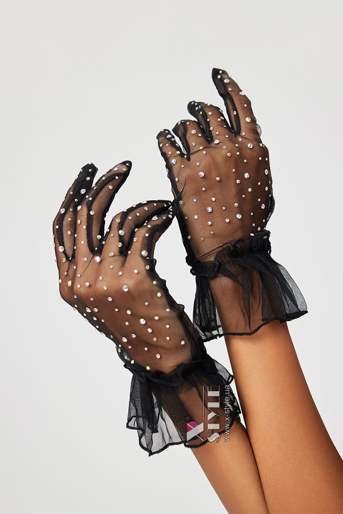Прозрачные перчатки со стразами UF-Vintage