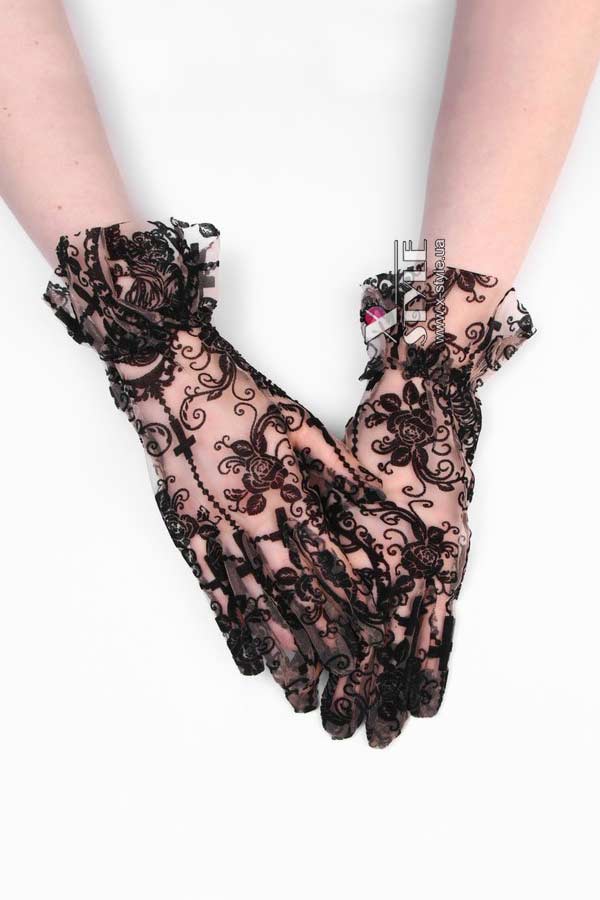 Короткие сетчатые перчатки с рисунком X1226