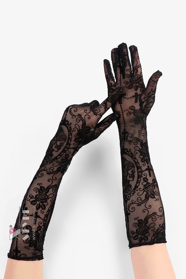 Gothic Transparent Gloves with a Pattern, 3