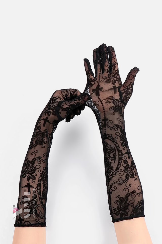 Gothic Transparent Gloves with a Pattern, 7