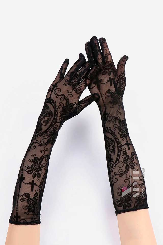 Gothic Transparent Gloves with a Pattern