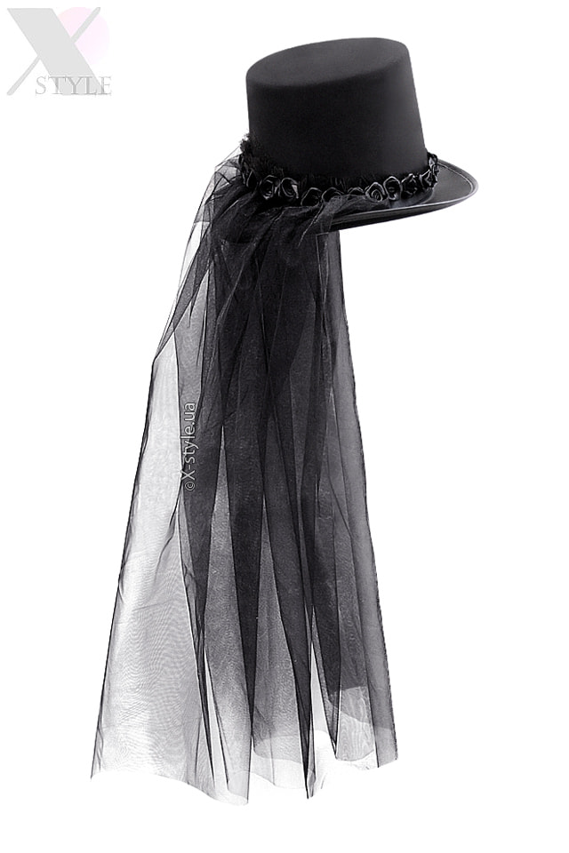 Женская шляпа с длинной фатой и розами XA155
